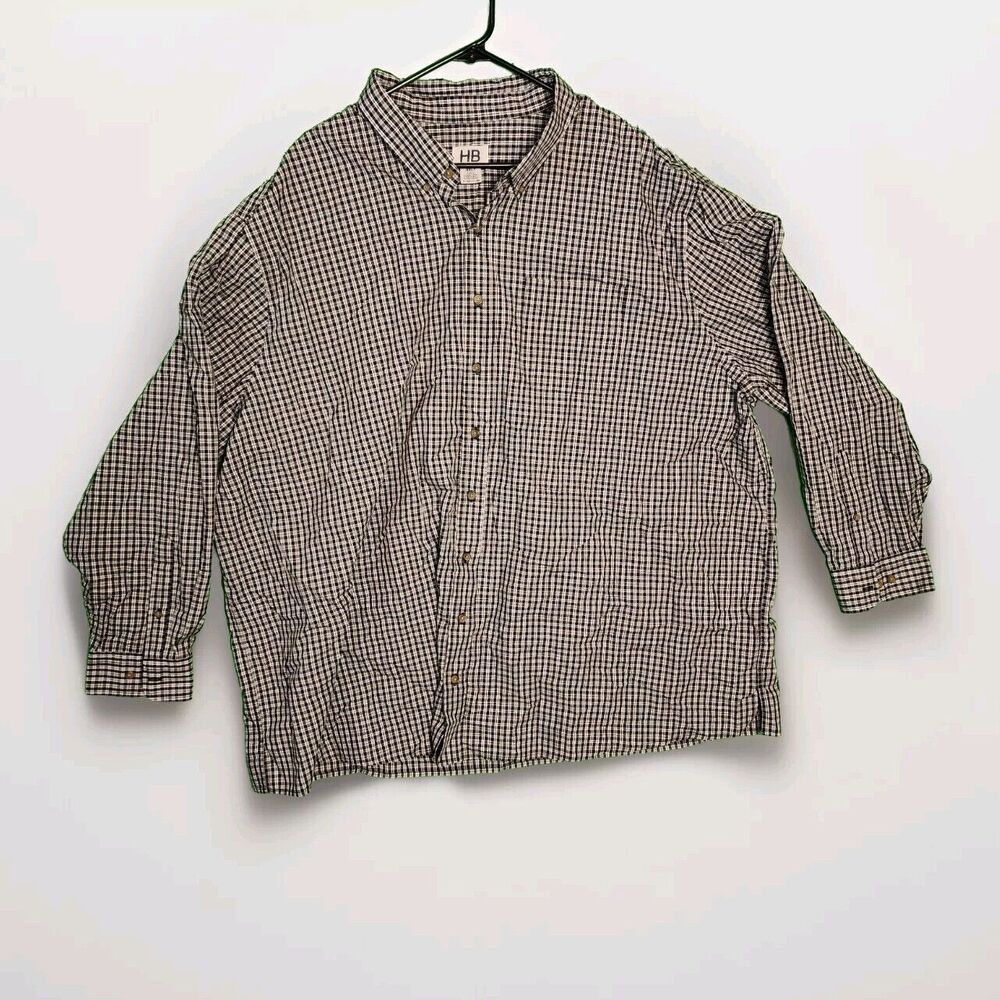 HB Harbor Bay Button Down Shirt Men's 4XLT Multicolor Cotton Blend Short Sleeve